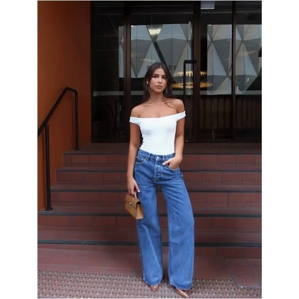 Bayse Perry Denim True Blue Wide Leg Baggy Jeans
